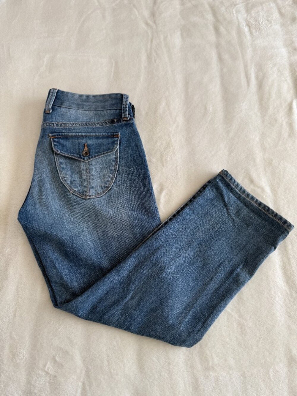 Lucky Brand Sweet Jean Crop Women’s 2/26 Blue Jeans Bootcut Flap Pocket Denim